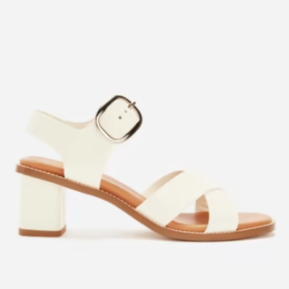 NWT $160 Everlane Italian Leather Buckle Heel in White - Picture 1 of 3